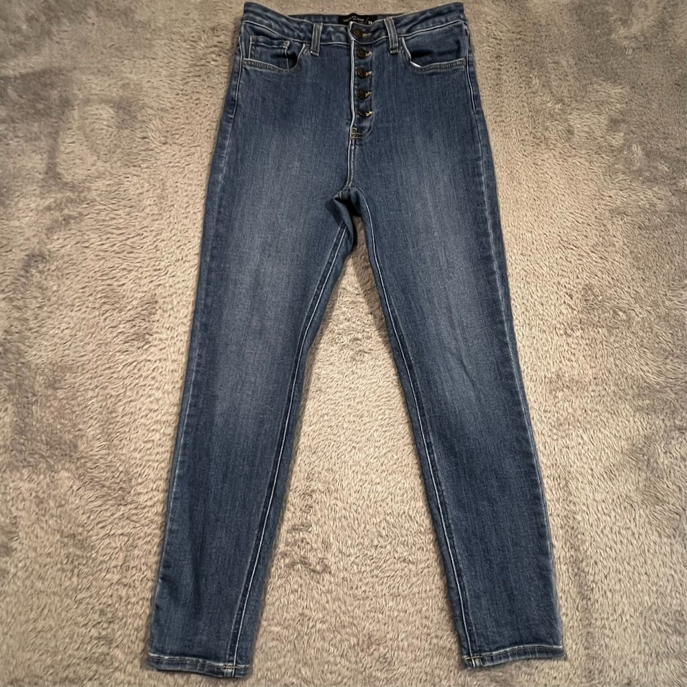 Just Black Denim Skinny Jeans High Rise Button Fly Blue Casual Women's 30 USA